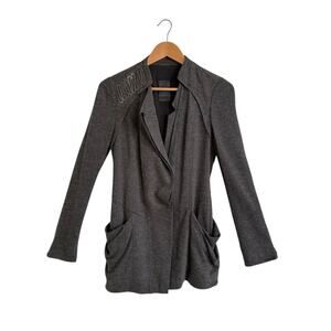 D’ Demoo Korean Avant Garde Mixed Media Soft Jacket Blazer Metal Detail Pockets